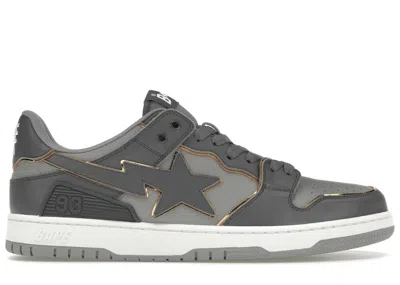 Pre-owned Bape Men's A Bathing Ape  Sk8 Sta White Sneakers In Light In Grey/gold/light Grey In Multi