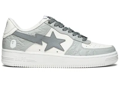 Pre-owned Bape Men's A Bathing Ape  Sta #4 Linecamo Sneakers In White/grey In Gray
