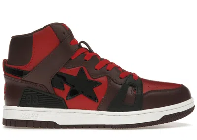 Pre-owned Bape Men's A Bathing Ape  Sta 93 Hi Sneakers In Red/burgundy