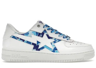 Pre-owned Bape Men's A Bathing Ape  Sta Icon Abc Camo Sneakers In White/blue