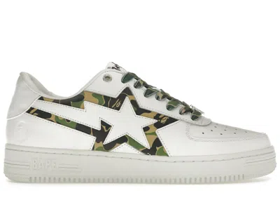 Pre-owned Bape Men's A Bathing Ape  Sta Icon Abc Camo Sneakers In White/green In Multi