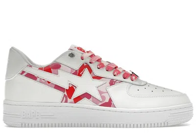 Pre-owned Bape Men's A Bathing Ape  Sta Icon Abc Camo Sneakers In White/pink In Multi