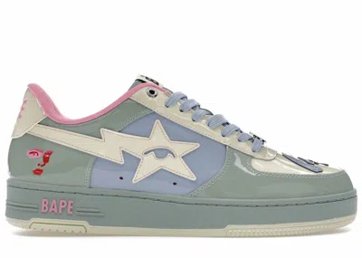 Pre-owned Bape Men's A Bathing Ape  Sta Kidsuper Sneakers In Green/pink In Multi