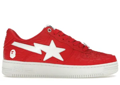 Pre-owned Bape Men's A Bathing Ape  Sta Low #3 Line Camo Sneakers In Red/white
