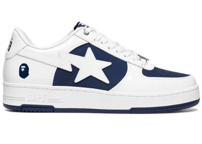 Pre-owned Bape Men's A Bathing Ape  Sta Low #6 Sneakers In White/navy Blue In Multi