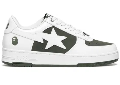Pre-owned Bape Men's A Bathing Ape  Sta Low #6 Sneakers In White/olive Drab In Multi