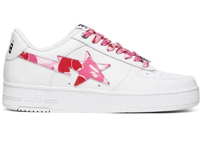 Pre-owned Bape Men's A Bathing Ape  Sta Low Abc Camo (2025) Sneakers In White/pink