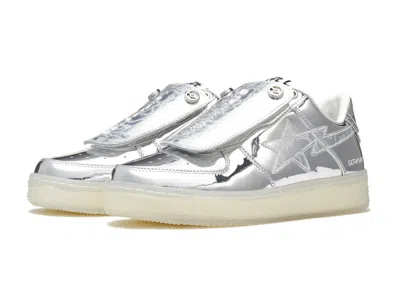 Pre-owned Bape Men's A Bathing Ape  Sta Low Hajime Sorayama Sneakers In Silver/white In Multi