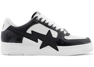 Pre-owned Bape Men's A Bathing Ape  Sta Low Os #1 Camo Sneakers In Black/white In Multi