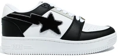 Pre-owned Bape Men's A Bathing Ape  Sta Low Patched Sneakers In Black/white In Multi