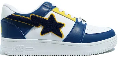 Pre-owned Bape Men's A Bathing Ape  Sta Low Patched Sneakers In Navy Blue/white