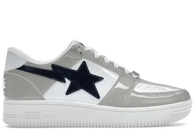 Pre-owned Bape Men's A Bathing Ape  Sta Low Sneakers In White/grey/navy Blue