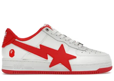 Pre-owned Bape Men's A Bathing Ape  Sta Os #2 Sneakers In White/red In Multi