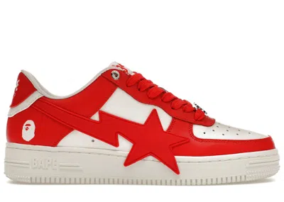 Pre-owned Bape Men's A Bathing Ape  Sta Os Sneakers In Red/white