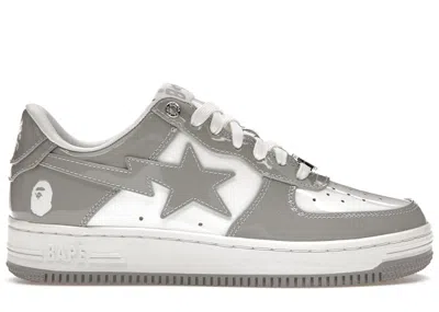 Pre-owned Bape Men's A Bathing Ape  Sta Patent Leather (2023) Sneakers In White/grey In Gray