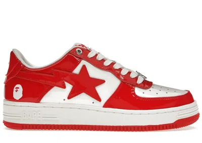 Pre-owned Bape Men's A Bathing Ape  Sta Patent Leather (2023) Sneakers In White/red In Multi