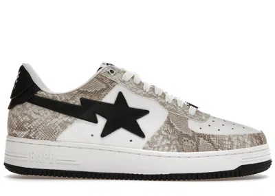 Pre-owned Bape Men's A Bathing Ape  Sta Snake Skin Sneakers In Beige/white/black In Multi