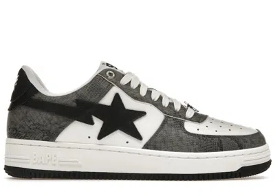 Pre-owned Bape Men's A Bathing Ape  Sta Snake Skin Sneakers In Beige/white/black In Multi