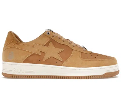 Pre-owned Bape Men's A Bathing Ape  Sta Suede Sneakers In Beige/white/silver In Multi