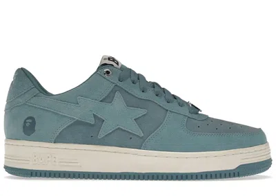Pre-owned Bape Men's A Bathing Ape  Sta Suede Sneakers In Blue/white/silver
