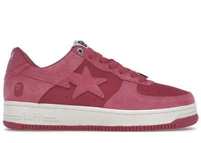 Pre-owned Bape Men's A Bathing Ape  Sta Suede Sneakers In Pink/white/silver In Multi