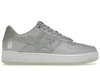 Pre-owned Bape Men's A Bathing Ape  Sta Text Code Camo Sneakers In Grey/white/green In Multi