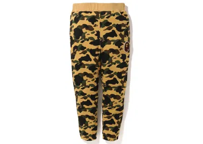 Pre-owned Bape Men's  1st Camo Ape Head Patched Sweatpants (fw22) In Yellow