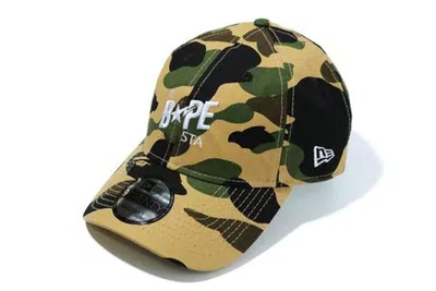 Pre-owned Bape Men's  1st Camo  Sta New Era Panel Cap In Yellow