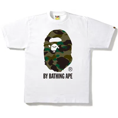 Pre-owned Bape Men's  1st Camo By Bathing Tee Shirt In White/green In Multi
