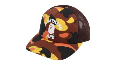 Pre-owned Bape Men's  1st Camo College Mesh Cap In Orange