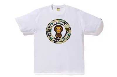 Pre-owned Bape Men's  1st Camo Milo Busy Works Tee Shirt In White/yellow In Multi