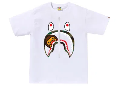 Pre-owned Bape Men's  1st Camo Milo Shark Tee Shirt In White/green