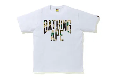 Pre-owned Bape Men's  1st Camo Nyc Logo Tee Shirt In White/yellow