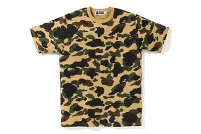 Pre-owned Bape Men's  1st Camo One Point Tee Shirt In Yellow