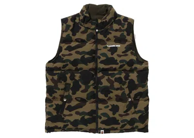 Pre-owned Bape Men's  1st Camo Reversible Down Vest (fw24) In Green