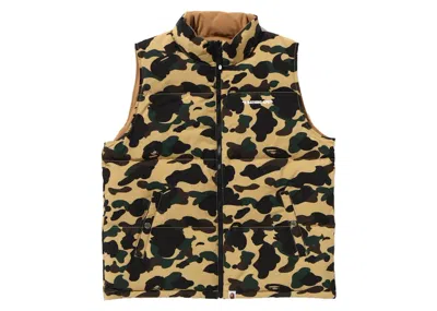 Pre-owned Bape Men's  1st Camo Reversible Down Vest (fw24) In Yellow
