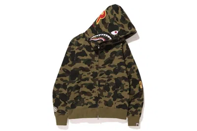Pre-owned Bape Men's  1st Camo Shark Full Zip Hoodie In Green