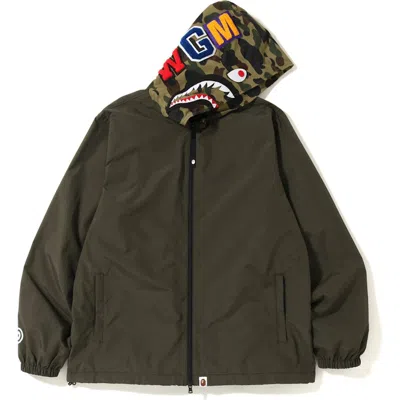Pre-owned Bape Men's  1st Camo Shark Hoodie Jacket (fw19) In Green