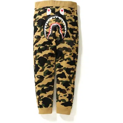 Pre-owned Bape Men's  1st Camo Shark Slim Sweat Pants Pants In Yellow
