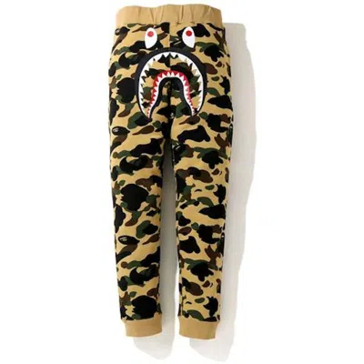 Pre-owned Bape Men's  1st Camo Shark Slim Sweatpants In Yellow/black