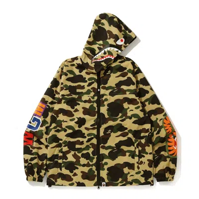 Pre-owned Bape Men's  1st Camo Shark Wgm Hoodie Jacket In Yellow