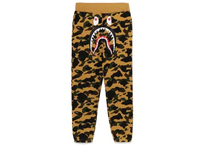 Pre-owned Bape Men's  1st Camo Wide Fit Shark Sweatpants In Yellow