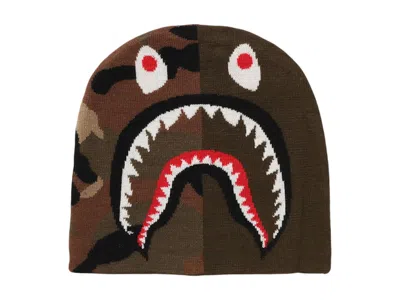 Pre-owned Bape Men's  1st Shark Knit Cap In Olivedrab Green