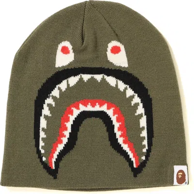 Pre-owned Bape Men's  2nd Shark Knit Cap In Olivedrab Green