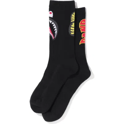 Pre-owned Bape Men's  2nd Shark Socks In Black