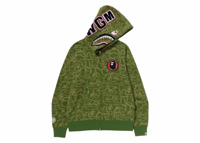 Pre-owned Bape Men's  30th Anniversary Line Camo Shark Full Zip Hoodie In Green