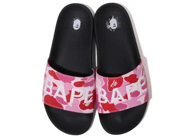 Pre-owned Bape Men's  A Bathing Ape Abc Camo Slide (2023) Sneakers In Pink/black