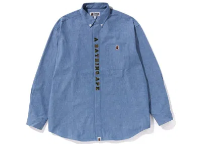 Pre-owned Bape Men's  A Bathing Ape Applique Bd Loose Fit Shirt In Light Indigo
