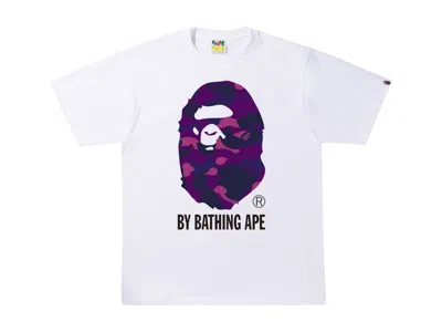 Pre-owned Bape Men's  A Bathing Ape Camo C By Bathing Ape Tee Shirt In White/purple In Multi