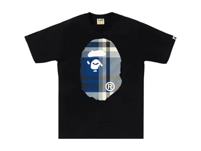 Pre-owned Bape Men's  A Bathing Ape Check Big Ape Head Tee Shirt In Black